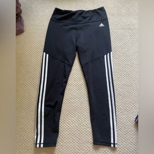ADIDAS black striped cropped leggings